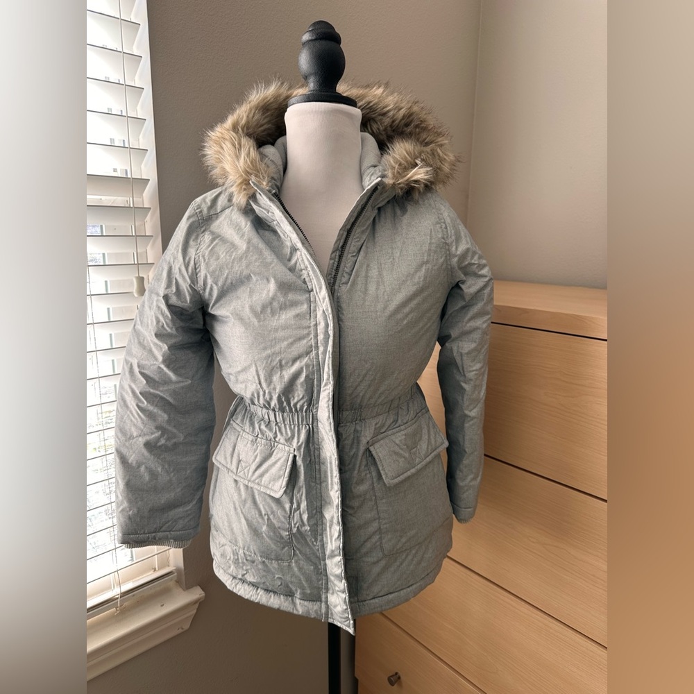 Crazy 8 Women's Light Gray Hooded Puffer Jacket